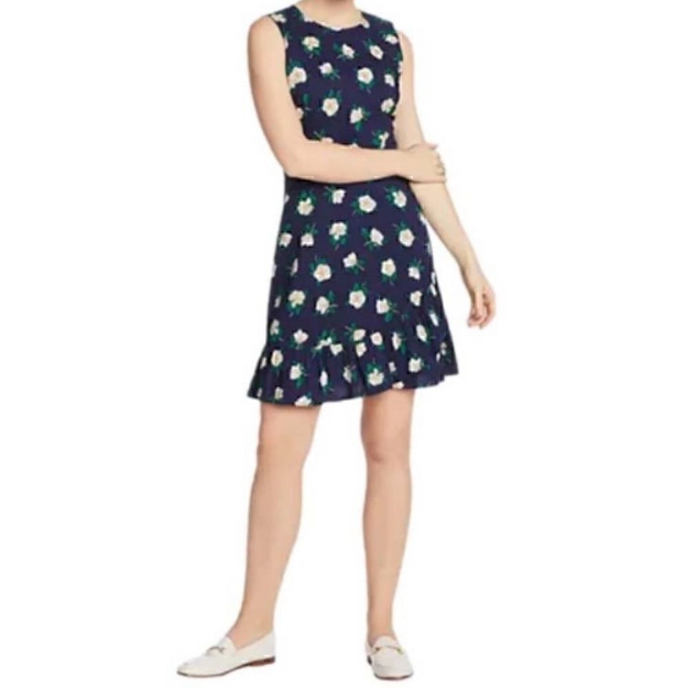 Draper James Navy Magnolia Dress in White Floral Print #559